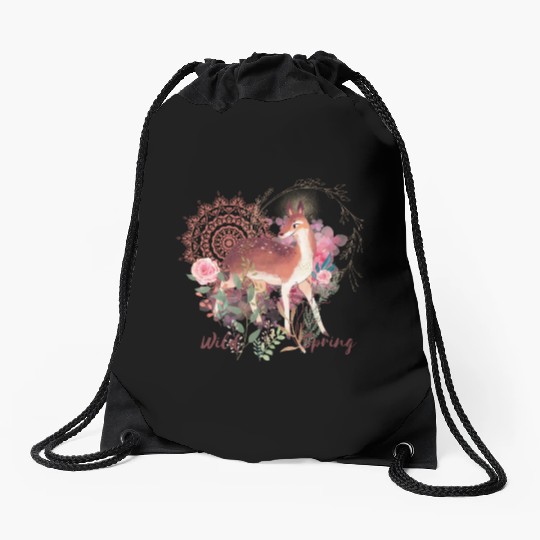 Sweet Deer In Wild Spring - 2 Drawstring Bags