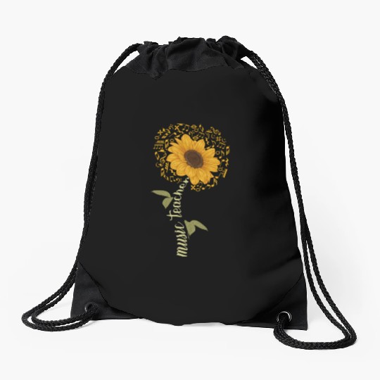 Sunflower Music Teacher Musician Gardening Drawstring Bags