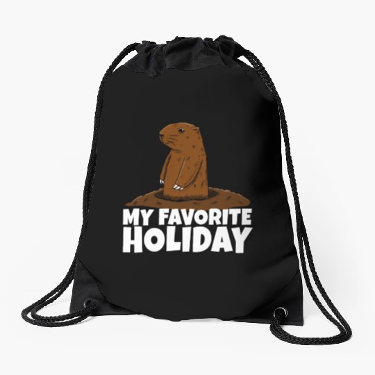 My Favourite Holiday Groundhog Drawstring Bags