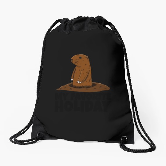 My Favourite Holiday Groundhog Drawstring Bags