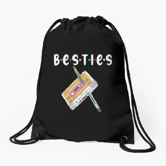 besties, bestfriend, best friend Drawstring Bags