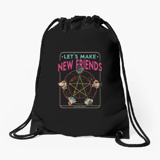 Let's Make New Friends, Retro Occult Wiccan Drawstring Bags