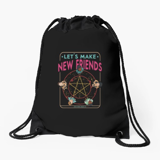 Let's Make New Friends, Retro Occult Wiccan Drawstring Bags