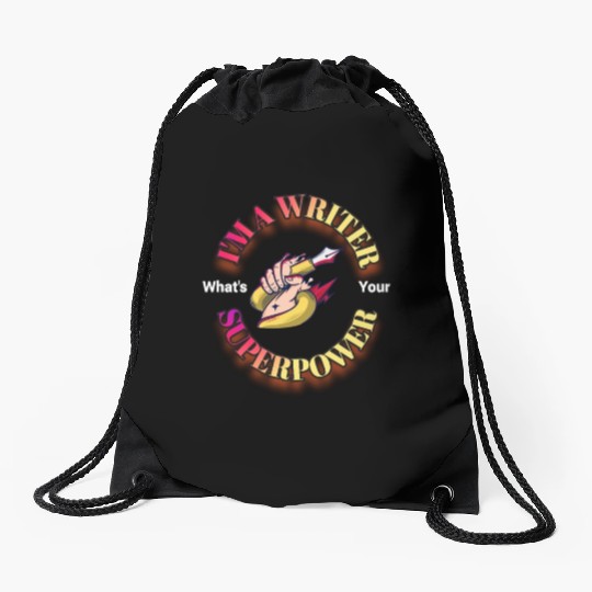 I am a writer, what is your superpower? Drawstring Bags