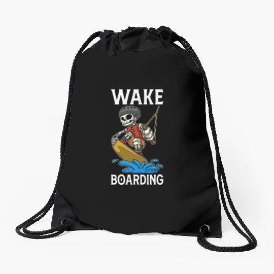Wakeboarder Skeleton On The Wakeboarding Drawstring Bags