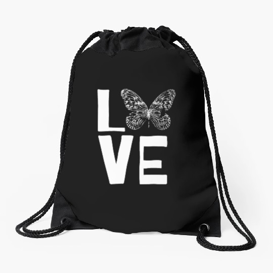 Love Butterflies Butterfly Silhouette Insect Lover Drawstring Bags