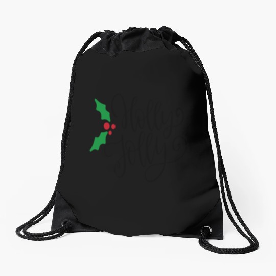Holly Jolly Mistletoe Holiday Drawstring Bags