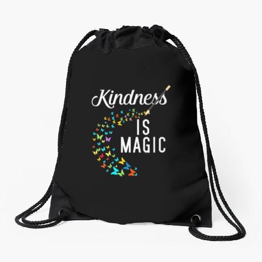 Womens Kindness is Magic Butterflies Kind Teacher Drawstring Bags
