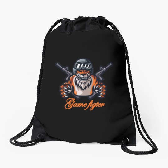Tiger fight game Drawstring Bags