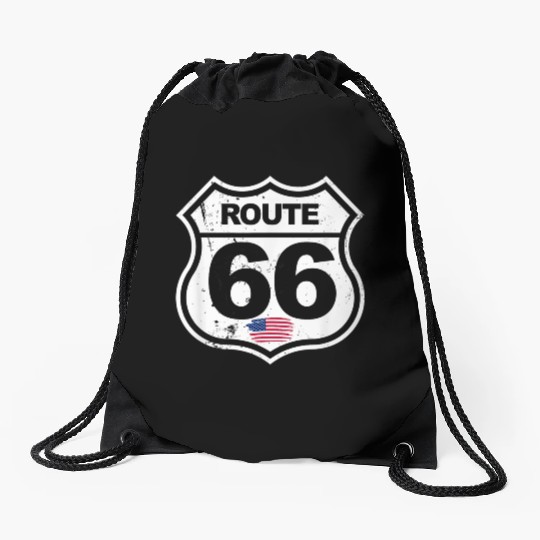 Vintage Route 66 retro style Drawstring Bags
