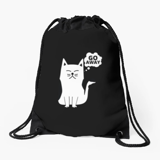 Go Away Angry Cat Drawstring Bags
