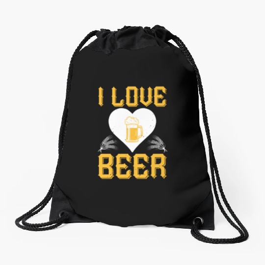 I love beer Drawstring Bags