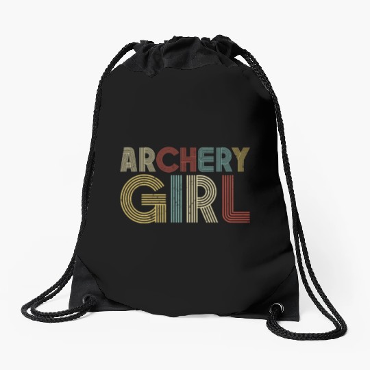 Archery Bow Archer Girl Retro Drawstring Bags