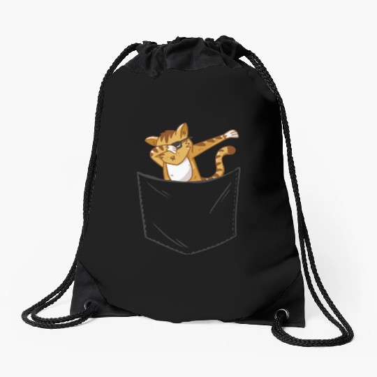 Pocket Cat Drawstring Bags