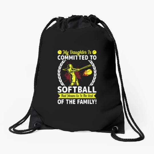 Softball Player Mom/dad My Daughter Is Committed Drawstring Bags