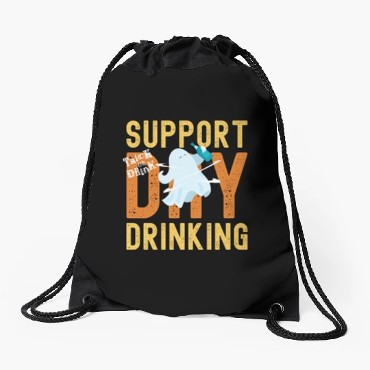Support Day Drinking Halloween Drawstring Bags