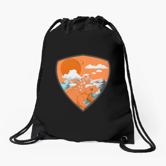 triceratops predators in mountains Drawstring Bags