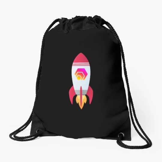 hexagon hex crypto coin Rocket To The Moon Drawstring Bags