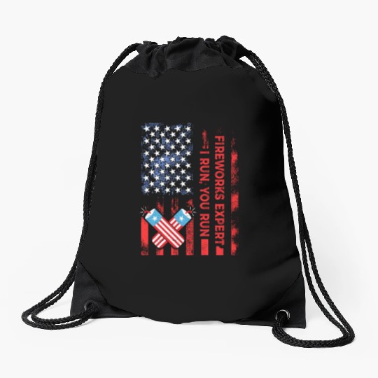 Fireworks Expert I Run You Run Funny 4th Of July Drawstring Bags