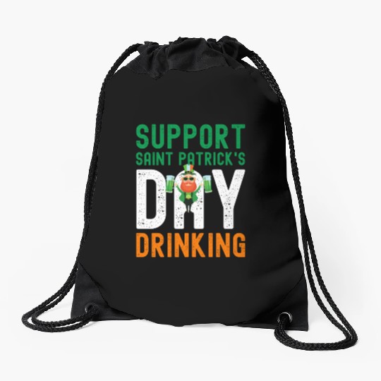 Support Saint Patrick's Day Drinking Drawstring Bags