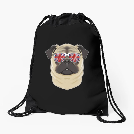 Pug UK Sunglasses I English Flag I Union Jack Drawstring Bags