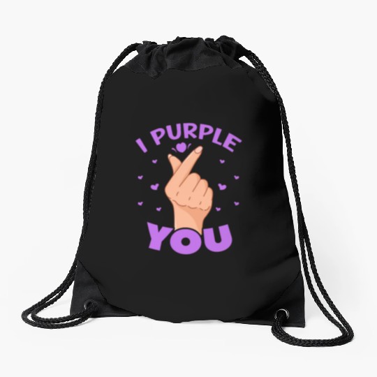 I Purple You Finger Heart Drawstring Bags