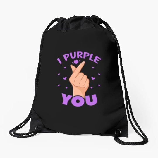 I Purple You Finger Heart Drawstring Bags