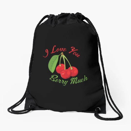 I Love You BERRY Much Drawstring Bags
