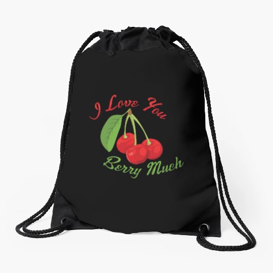 I Love You BERRY Much Drawstring Bags