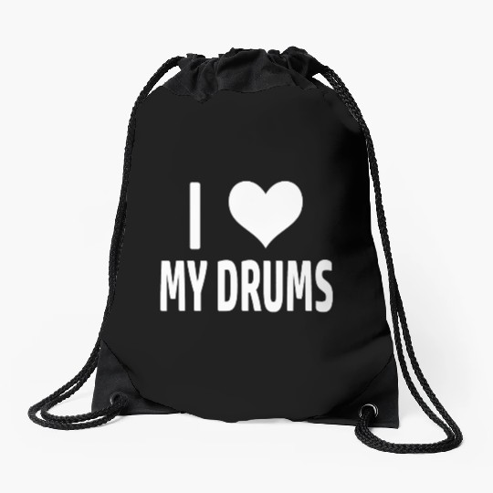 I Love My Drums Funny Drummer Drawstring Bags for Drumming