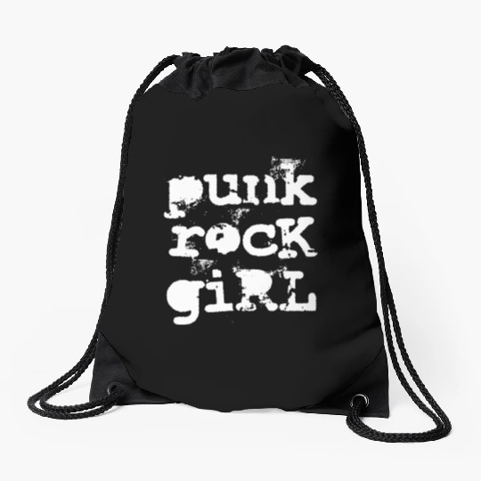 Punk Rock Girl Drawstring Bags