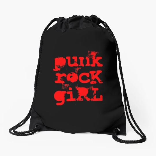 Punk Rock Girl Drawstring Bags