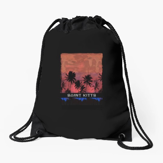 Saint Kitts Caribbean Vacation Souvenir Palm Tree Drawstring Bags