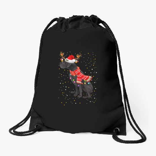 Great Dane Reindeer Christmas Light Drawstring Bags