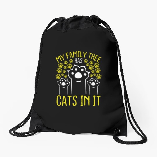 Cat Owner Family Tree has a Cat in it Funny Drawstring Bags