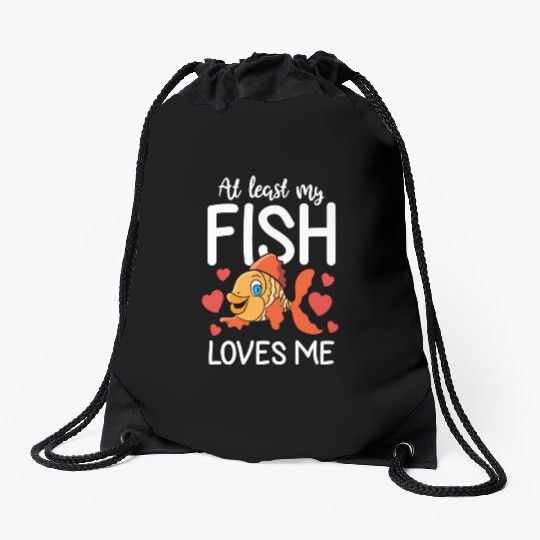 Fishing Valentine Gift Him Her My Fish Loves Me Drawstring Bags