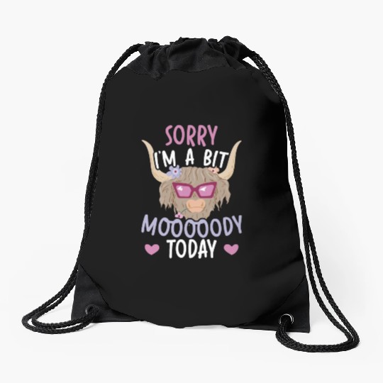 I'm A Bit Moody Today Scottist Highland Cow Lover Drawstring Bags
