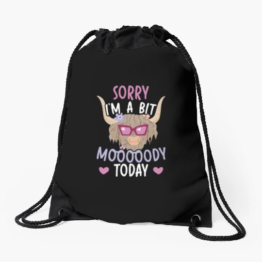 I'm A Bit Moody Today Scottist Highland Cow Lover Drawstring Bags