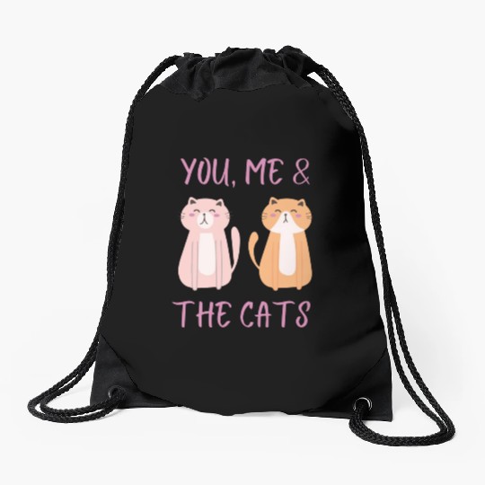 ask me about my cat funny cat Drawstring Bags