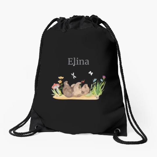 Forest Animal Bear Flowers Name David Drawstring Bags