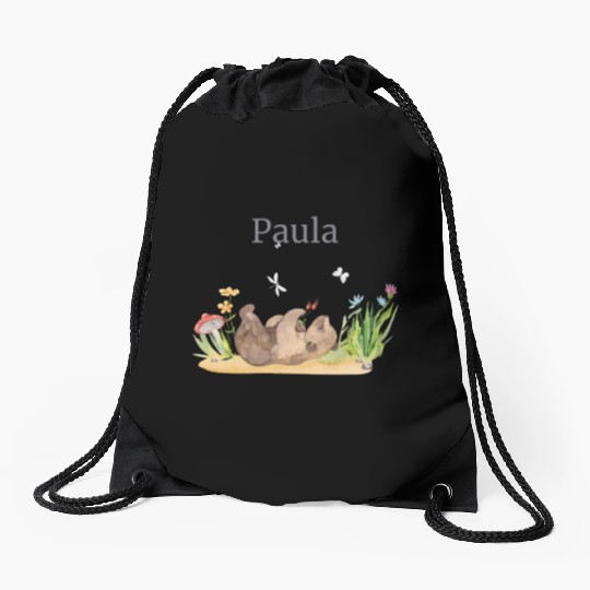 Forest Animal Bear Flowers Name David Drawstring Bags
