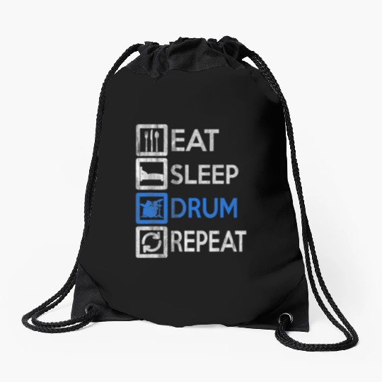 Vintage Drummer Eat Sleep Drums Repeat Drums Drawstring Bags