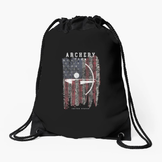 Archery Team USA Vintage American Flag Compound Drawstring Bags