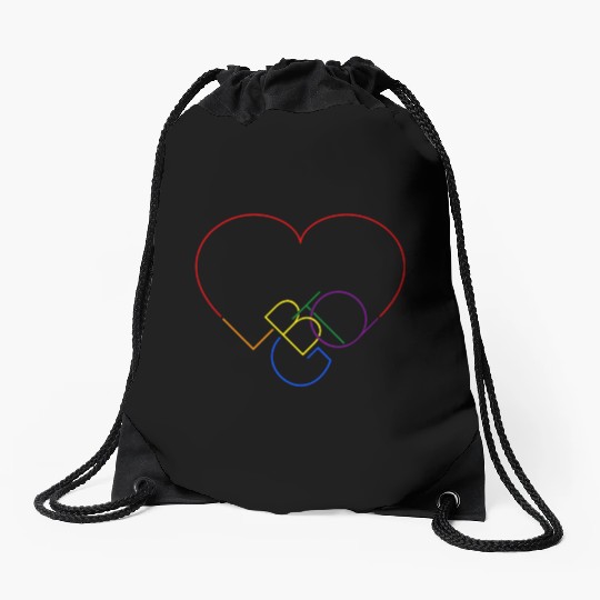 LGBT pride rainbow heart Drawstring Bags