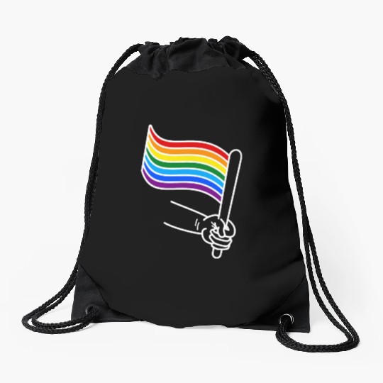 LGBT pride rainbow heart Drawstring Bags