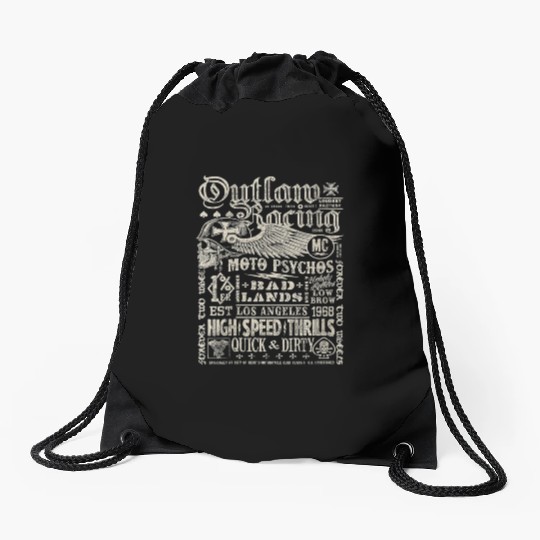 Womens Outlaw Racing Moto Psychos Skull Biker Drawstring Bags
