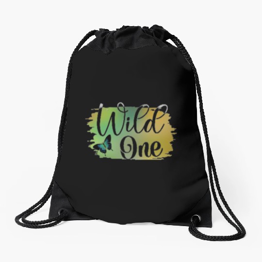 Wild One Butterfly Drawstring Bags