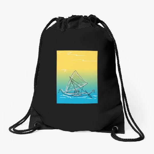 sailing canoe Drawstring Bags