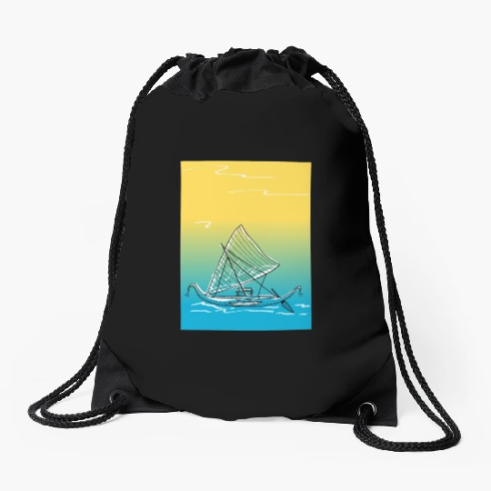sailing canoe Drawstring Bags
