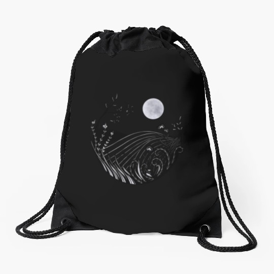 Full moon landscape Drawstring Bags